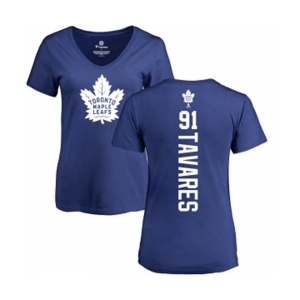 NHL Women Adidas Toronto Maple Leafs #91 John Tavares Royal Blue Backer T-Shirt