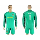 Atletico Madrid #1 Moya Green Goalkeeper Long Sleeves Soccer Club Jerseyss