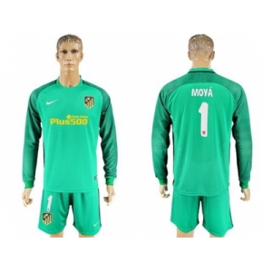 Atletico Madrid #1 Moya Green Goalkeeper Long Sleeves Soccer Club Jerseyss