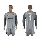 Atletico Madrid #1 Moya Grey Goalkeeper Long Sleeves Soccer Club Jersey