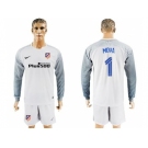 Atletico Madrid #1 Moya White Goalkeeper Long Sleeves Soccer Club Jersey
