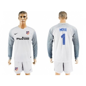 Atletico Madrid #1 Moya White Goalkeeper Long Sleeves Soccer Club Jersey