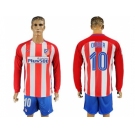 Atletico Madrid #10 Oliver Home Long Sleeves Soccer Club Jersey