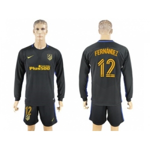 Atletico Madrid #12 Fernandez Away Long Sleeves Soccer Club Jersey