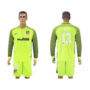 Atletico Madrid #13 Oblak Green Goalkeeper Long Sleeves Soccer Club Jersey