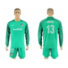 Atletico Madrid #13 Oblak Green Goalkeeper Long Sleeves Soccer Club Jerseys