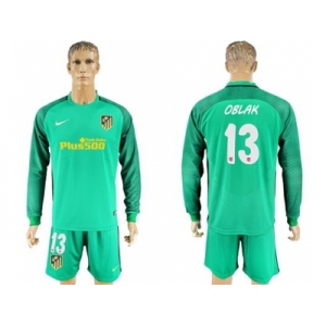 Atletico Madrid #13 Oblak Green Goalkeeper Long Sleeves Soccer Club Jerseyss