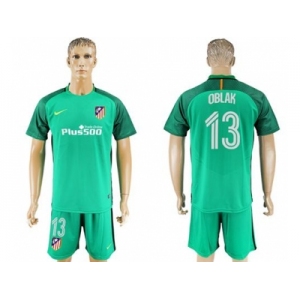 Atletico Madrid #13 Oblak Green Goalkeeper Soccer Club Jersey