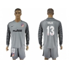 Atletico Madrid #13 Oblak Grey Goalkeeper Long Sleeves Soccer Club Jersey