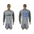 Atletico Madrid #13 Oblak Grey Goalkeeper Long Sleeves Soccer Club Jerseys