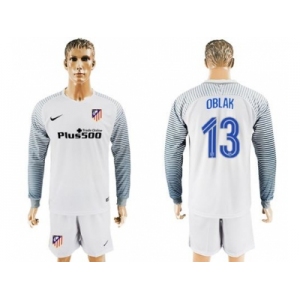 Atletico Madrid #13 Oblak White Goalkeeper Long Sleeves Soccer Club Jersey