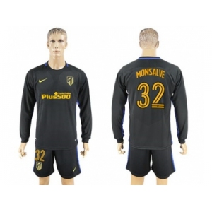 Atletico Madrid #32 Monsalve Away Long Sleeves Soccer Club Jersey