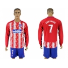 Atletico Madrid #7 Griezmann Home Long Sleeves Soccer Club Jersey