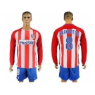 Atletico Madrid #8 Kranevitter Home Long Sleeves Soccer Club Jersey