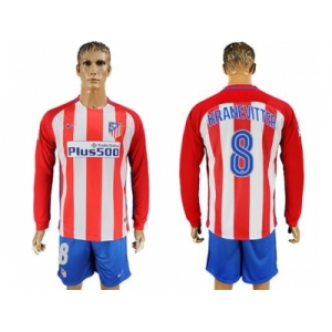 Atletico Madrid #8 Kranevitter Home Long Sleeves Soccer Club Jersey