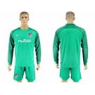 Atletico Madrid Blank Green Goalkeeper Long Sleeves Soccer Club Jerseys.