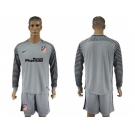 Atletico Madrid Blank Grey Goalkeeper Long Sleeves Soccer Club Jersey