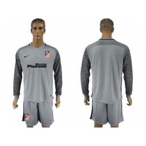 Atletico Madrid Blank Grey Goalkeeper Long Sleeves Soccer Club Jerseys