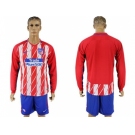 Atletico Madrid Blank Home Long Sleeves Soccer Club Jersey