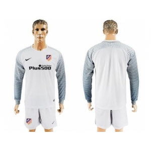 Atletico Madrid Blank White Goalkeeper Long Sleeves Soccer Club Jersey