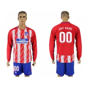 Atletico Madrid Personalized Home Long Sleeves Soccer Club Jersey