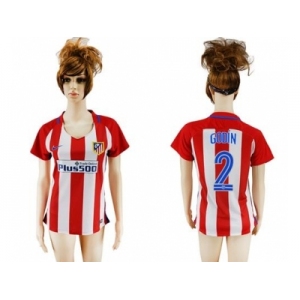 Women's Atletico Madrid #2 Godin Home Soccer Club Jersey