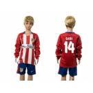 Atletico Madrid #14 Gabi Home Long Sleeves Kid Soccer Club Jersey