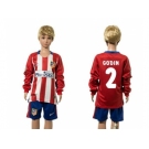 Atletico Madrid #2 Godin Home Long Sleeves Kid Soccer Club Jersey