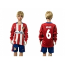 Atletico Madrid #6 Koke Home Long Sleeves Kid Soccer Club Jersey