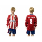 Atletico Madrid #8 Raul Garcia Home Long Sleeves Kid Soccer Club Jersey