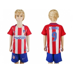 Atletico Madrid #9 F.Torres Home Kid Soccer Club Jersey