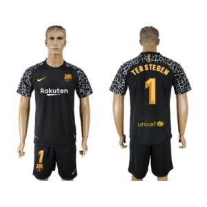 Barcelona #1 Ter Stegen Black Goalkeeper Soccer Club Jersey