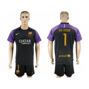 Barcelona #1 Ter Stegen Black Goalkeeper Soccer Club Jerseys
