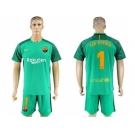 Barcelona #1 Ter Stegen Green Goalkeeper Soccer Club Jersey