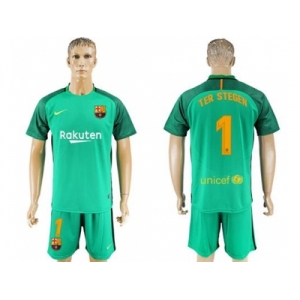 Barcelona #1 Ter Stegen Green Goalkeeper Soccer Club Jersey