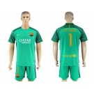 Barcelona #1 Ter Stegen Green Goalkeeper Soccer Club Jerseys