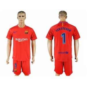 Barcelona #1 Ter Stegen Red Goalkeeper Soccer Club Jersey