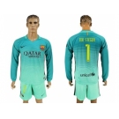 Barcelona #1 Ter Stegen Sec Away Long Sleeves Soccer Club Jersey