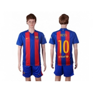 Barcelona #10 Messi Home With Blue Shorts Soccer Club Jersey