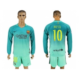 Barcelona #10 Messi Sec Away Long Sleeves Soccer Club Jersey