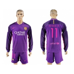 Barcelona #11 Neymar Jr Away Long Sleeves Soccer Club Jersey