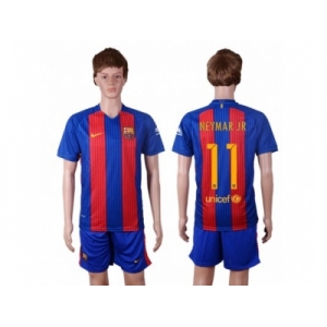 Barcelona #11 Neymar Jr Home With Blue Shorts Soccer Club Jersey