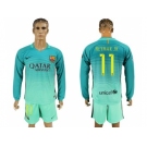 Barcelona #11 Neymar Jr Sec Away Long Sleeves Soccer Club Jersey