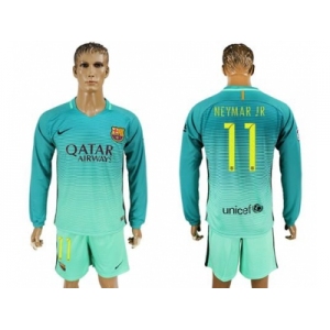 Barcelona #11 Neymar Jr Sec Away Long Sleeves Soccer Club Jersey