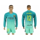 Barcelona #12 Rafinha Sec Away Long Sleeves Soccer Club Jersey