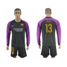 Barcelona #13 C.Bravo Black Goalkeeper Long Sleeves Soccer Club Jerseys