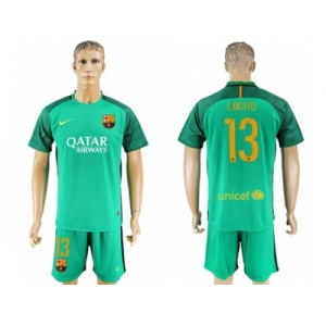 Barcelona #13 C.Bravo Green Goalkeeper Soccer Club Jersey