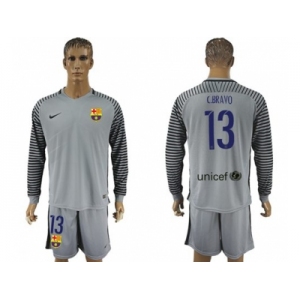 Barcelona #13 C.Bravo Grey Goalkeeper Long Sleeves Soccer Club Jersey