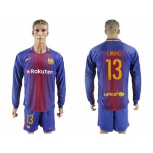 Barcelona #13 C.Bravo Home Long Sleeves Soccer Club Jersey