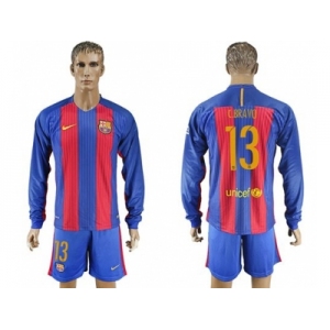 Barcelona #13 C.Bravo Home Long Sleeves Soccer Club Jerseys.